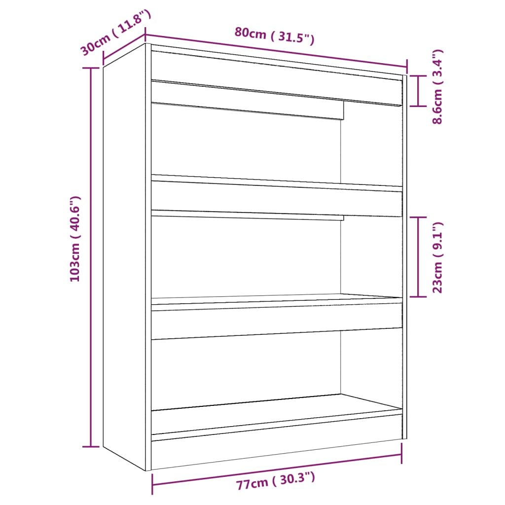 vidaXL Book Cabinet/Room Divider Sonoma Oak 80x30x103 cm Engineered wood