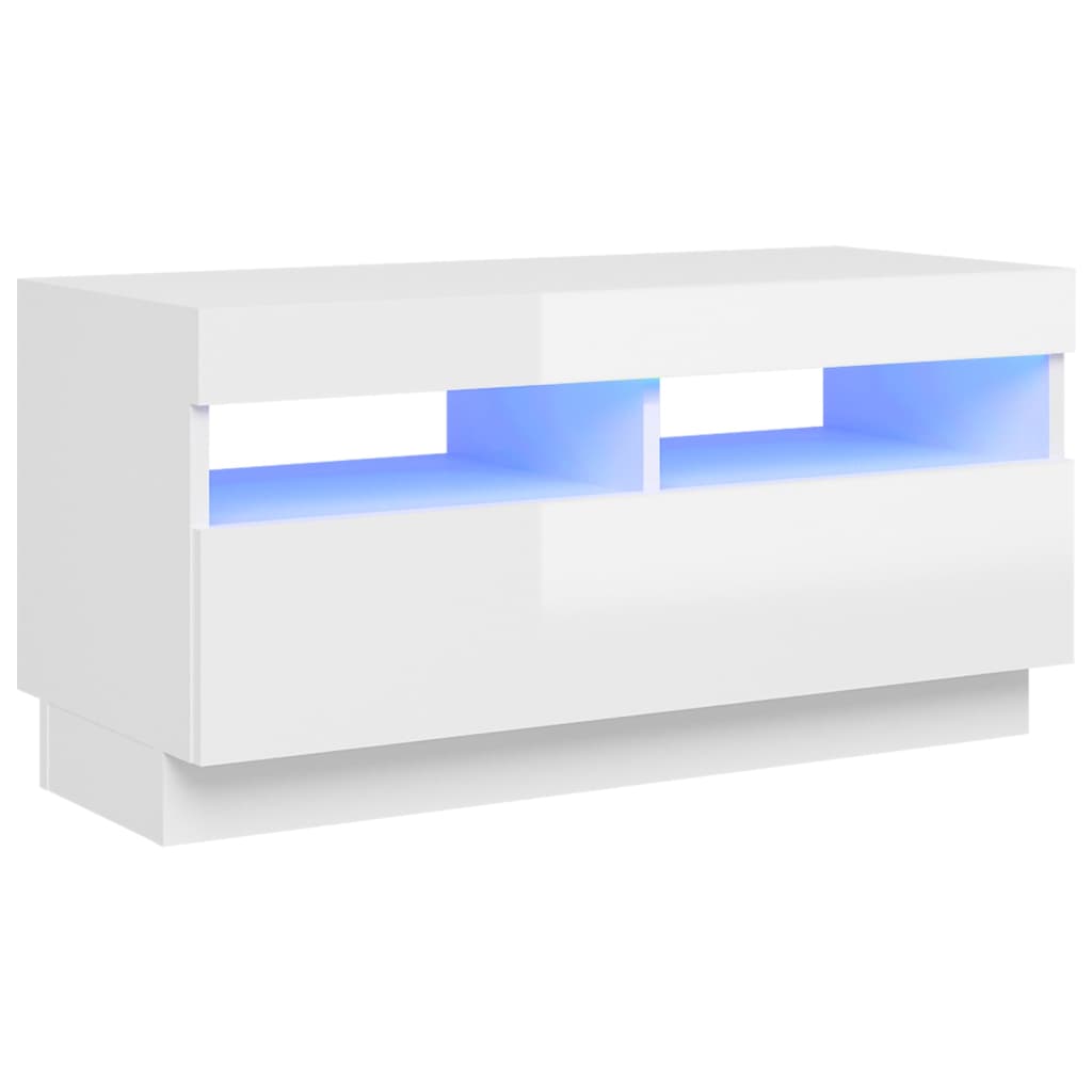 vidaXL TV Cabinet with LED Lights High Gloss White 80x35x40 cm