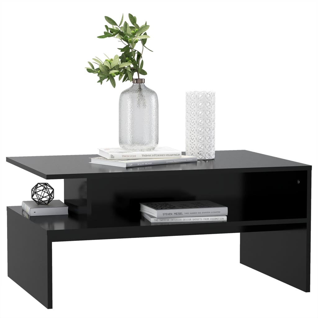 vidaXL Coffee Table Black 90x60x42.5 cm Engineered Wood