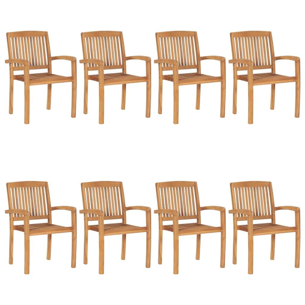 vidaXL Stacking Garden Chairs 8 pcs Solid Teak Wood