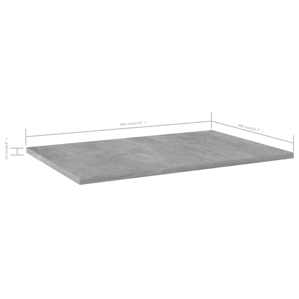 vidaXL Bookshelf Boards 4 pcs Concrete Grey 60x40x1.5 cm Engineered Wood