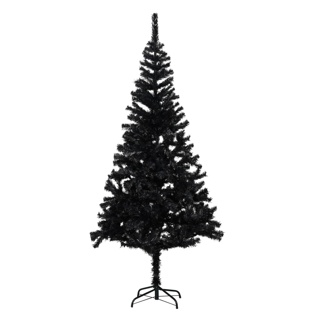 vidaXL Artificial Pre-lit Christmas Tree with Stand Black 210 cm PVC