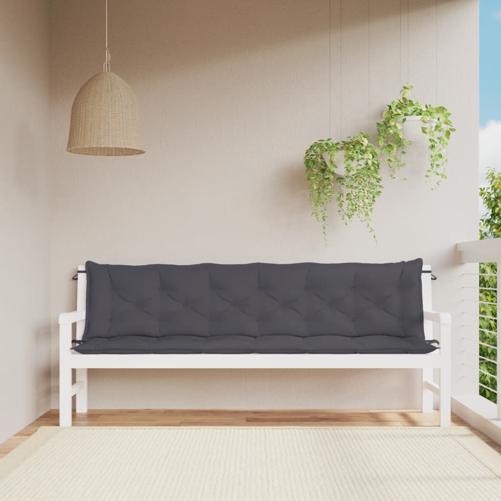 vidaXL Garden Bench Cushions 2pcs Anthracite 200x50x7cm Oxford Fabric