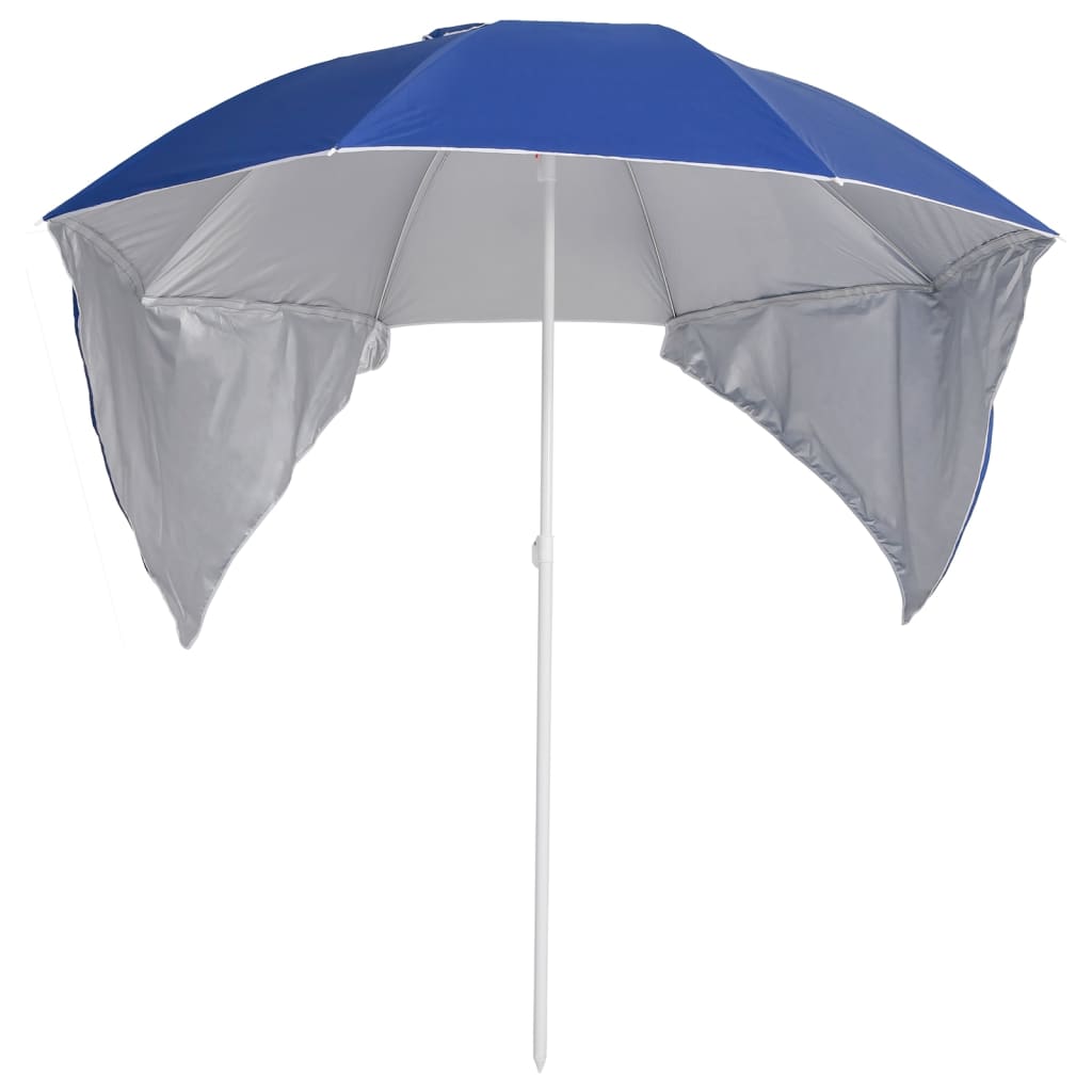 vidaXL Beach Umbrella with Side Walls Blue 215 cm