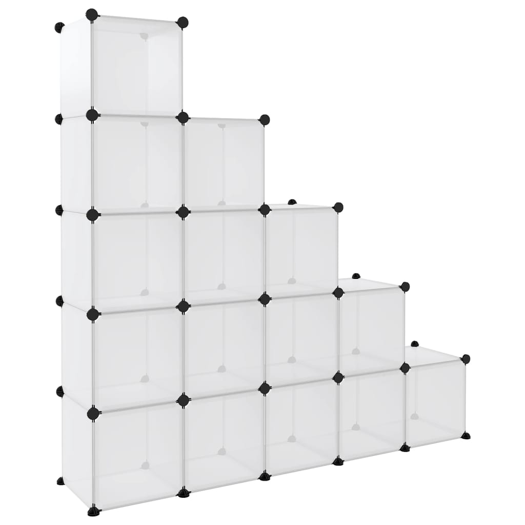 vidaXL Storage Cube Organiser with 15 Cubes Transparent PP