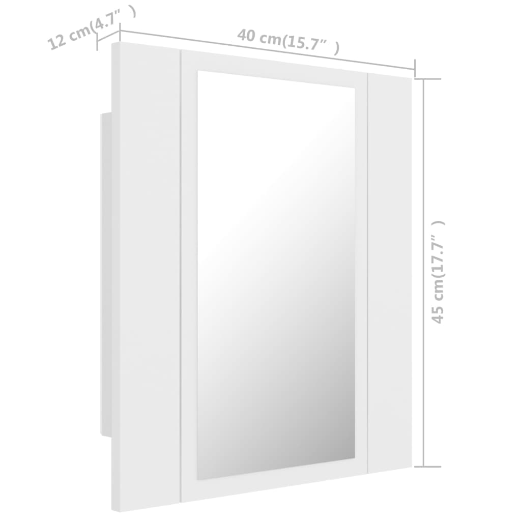 vidaXL LED Bathroom Mirror Cabinet White 40x12x45 cm Acrylic