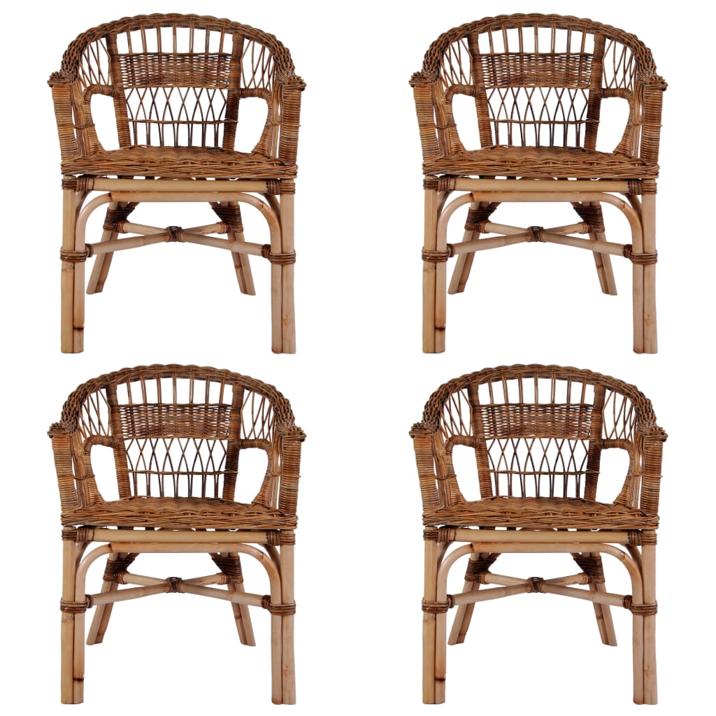 vidaXL Outdoor Chairs 4 pcs Natural Rattan Brown