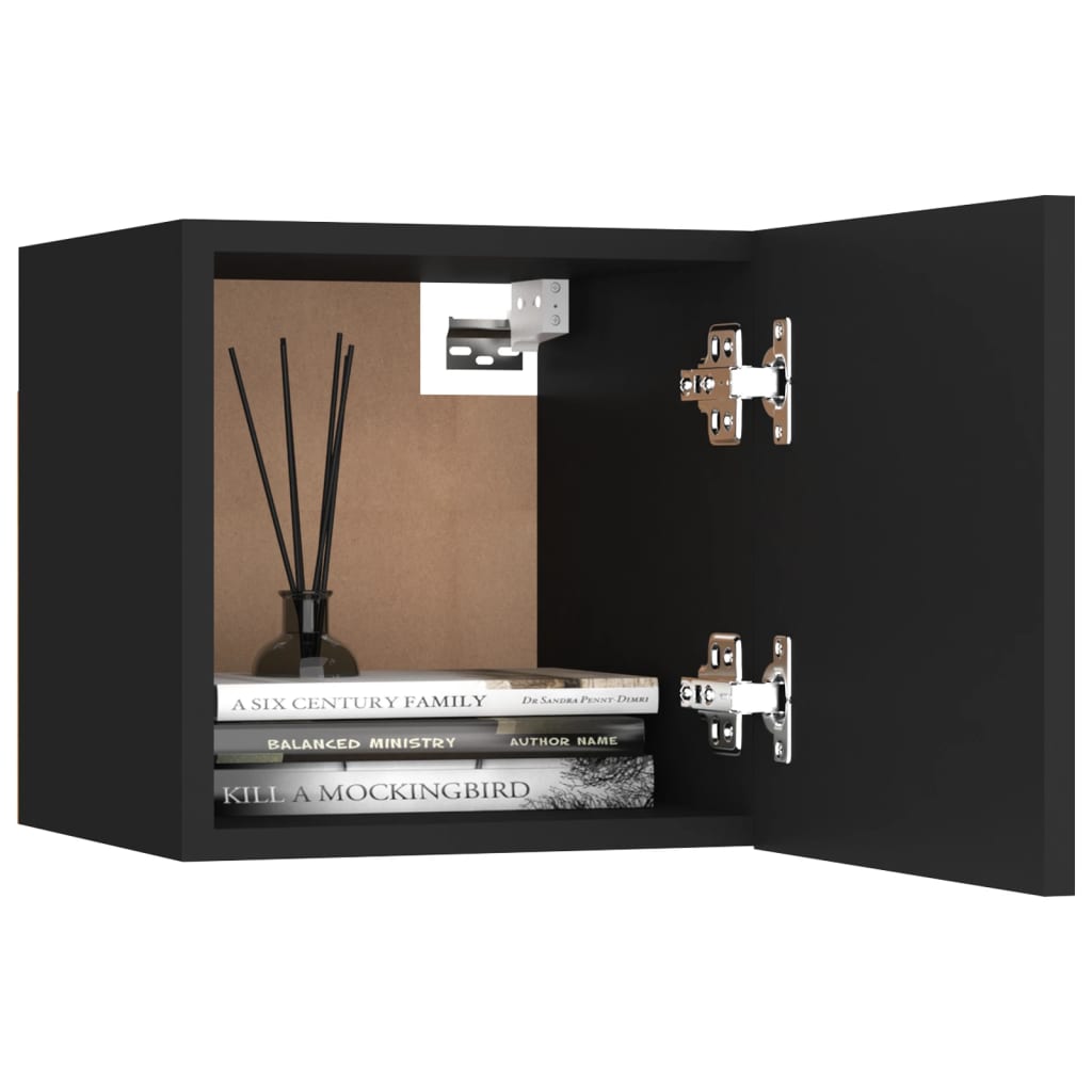 vidaXL Wall Mounted TV Cabinet Black 30.5x30x30 cm
