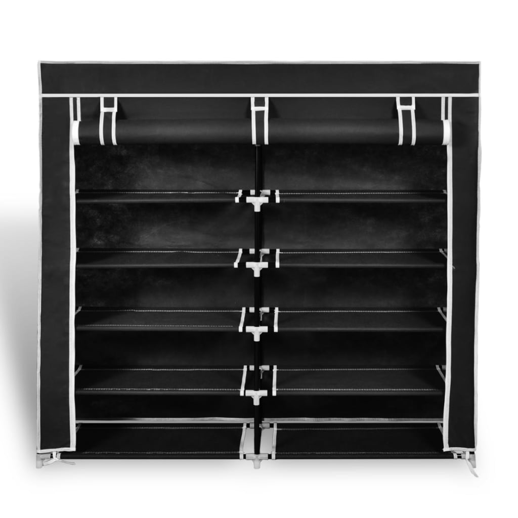 vidaXL Fabric Shoe Cabinet with Cover 115 x 28 x 110 cm Black