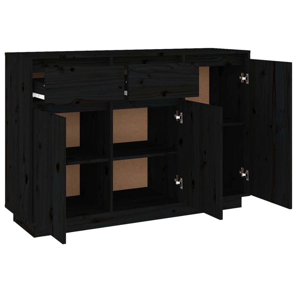 vidaXL Sideboard Black 110x34x75 cm Solid Wood Pine