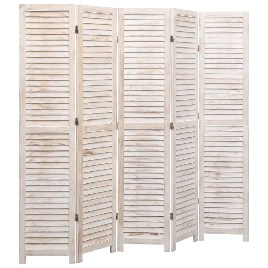 vidaXL 5-Panel Room Divider White 175x165 cm Wood