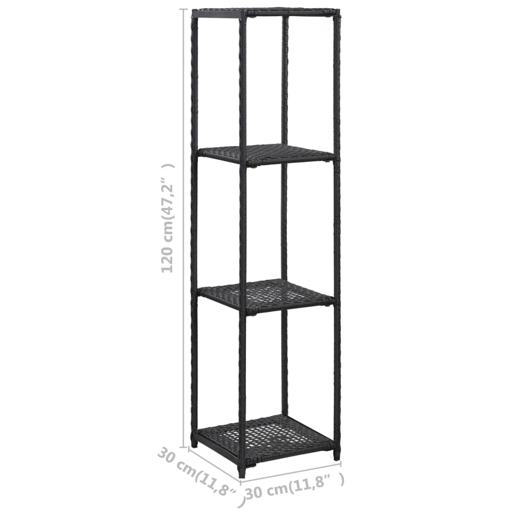 vidaXL Storage Shelf Black 30x30x120 cm Poly Rattan