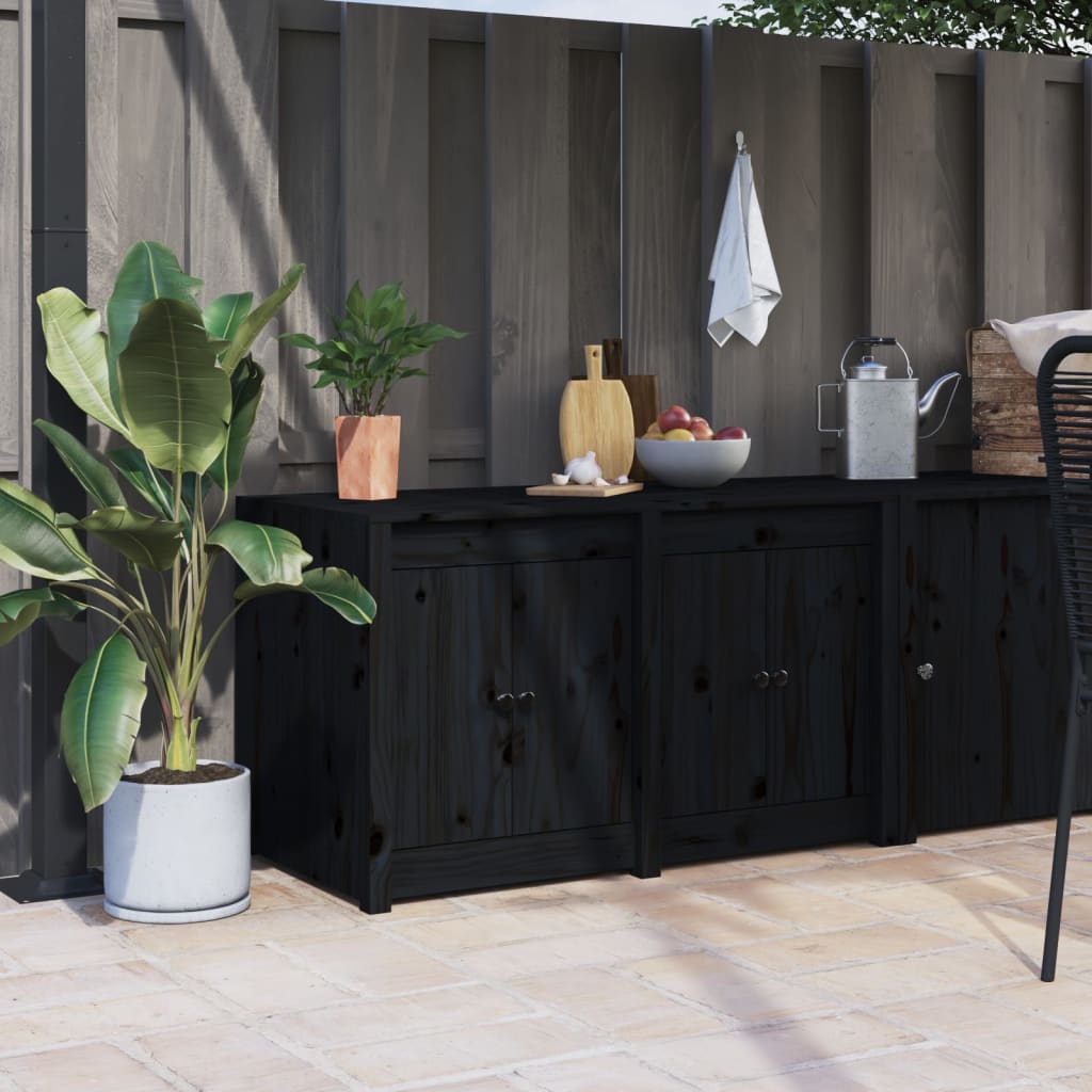 vidaXL Outdoor Kitchen Cabinet Black 106x55x64 cm Solid Wood Pine