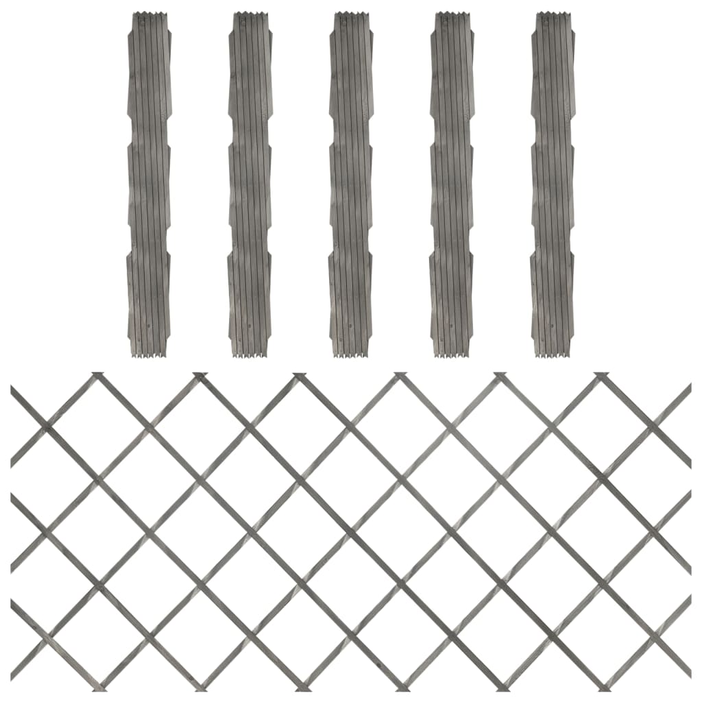 vidaXL Trellis Fences 5 pcs Grey Solid Firwood 180x80 cm
