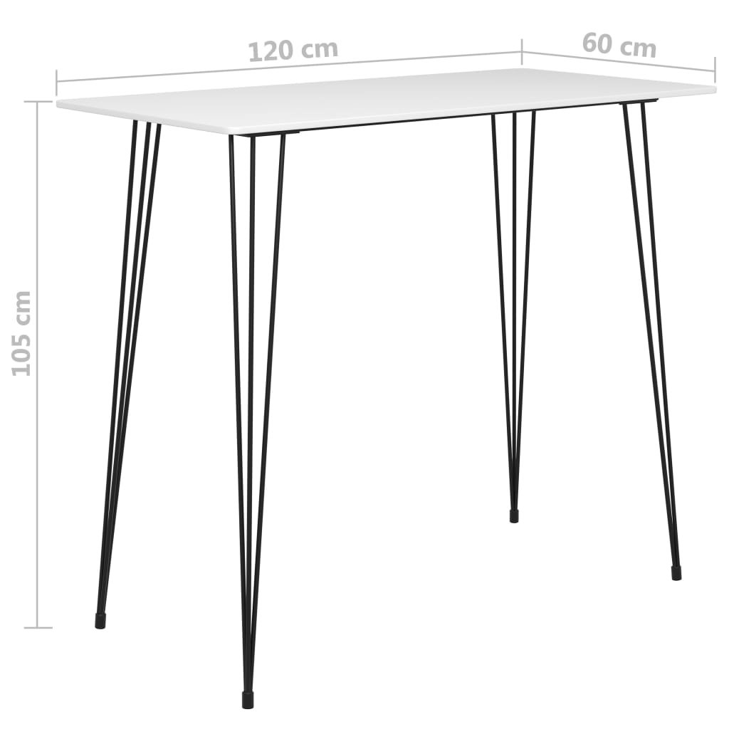 vidaXL Bar Table White 120x60x105 cm