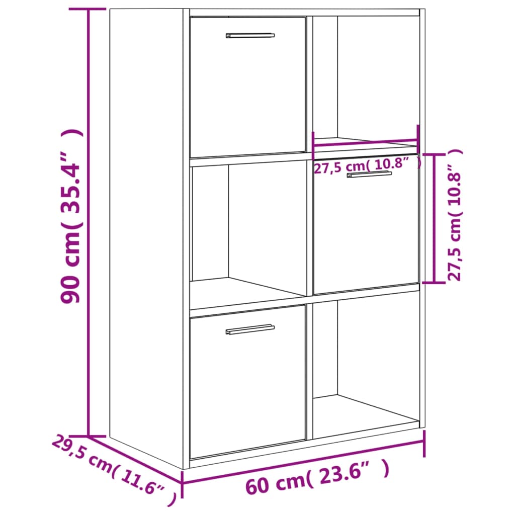 vidaXL Storage Cabinet Concrete Grey 60x29.5x90 cm Engineered Wood