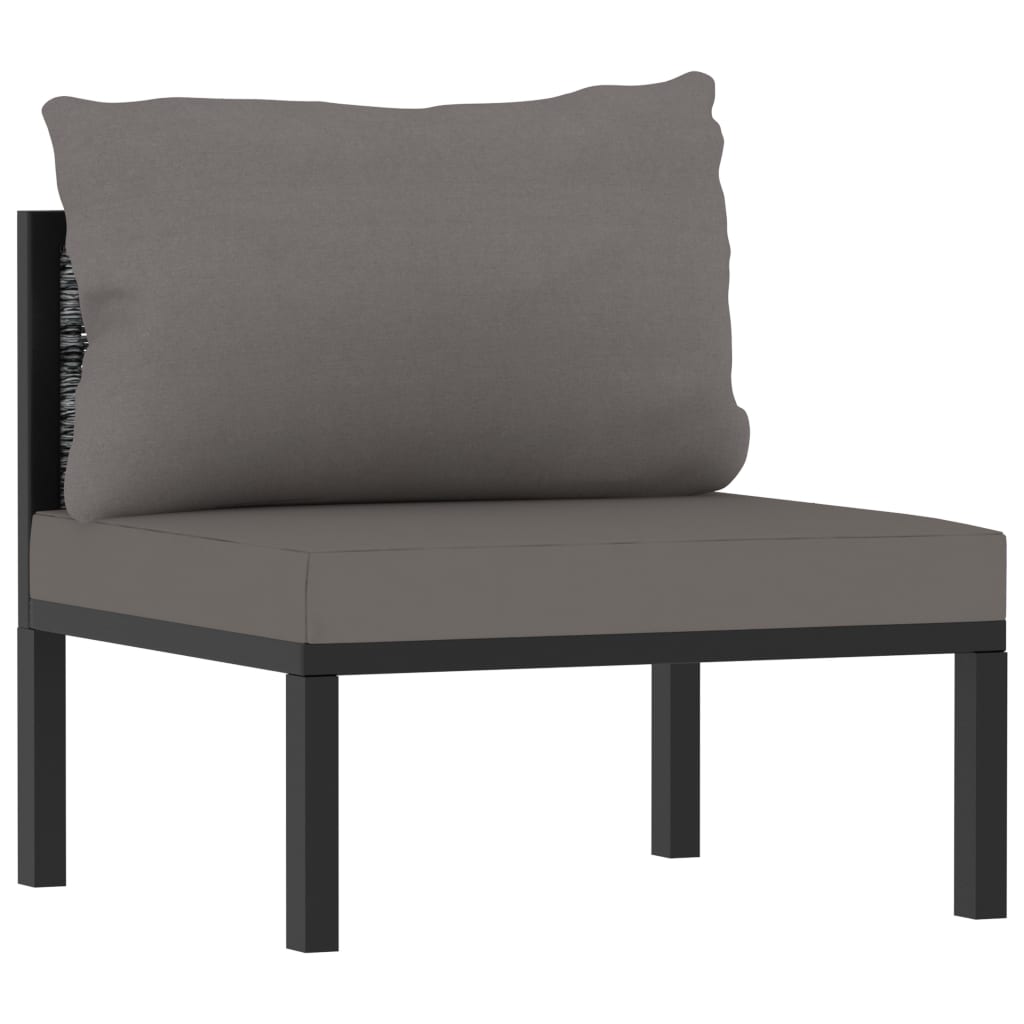 vidaXL 3-Seater Sofa with Cushions Anthracite Poly Rattan