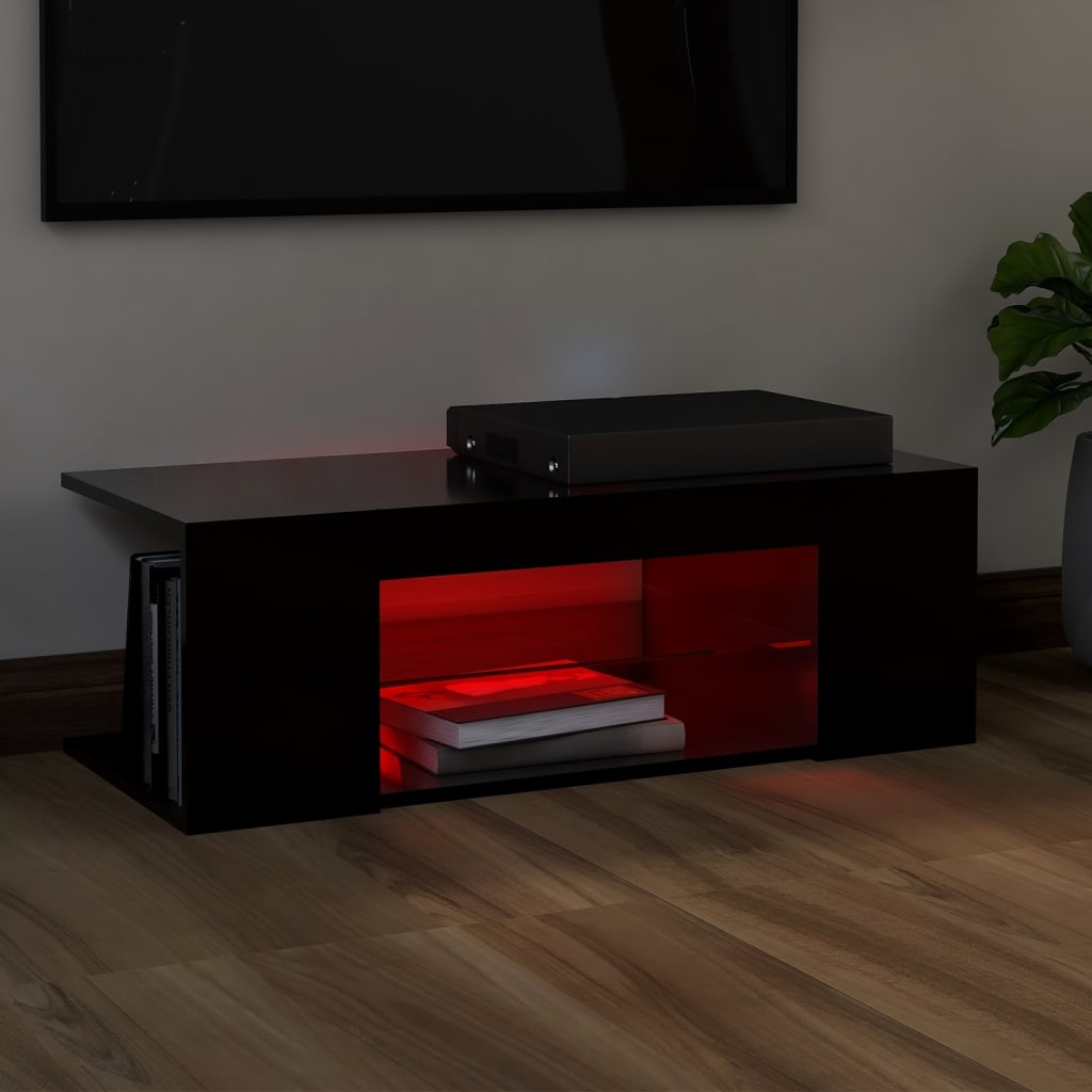 vidaXL TV Cabinet with LED Lights Black 90x39x30 cm