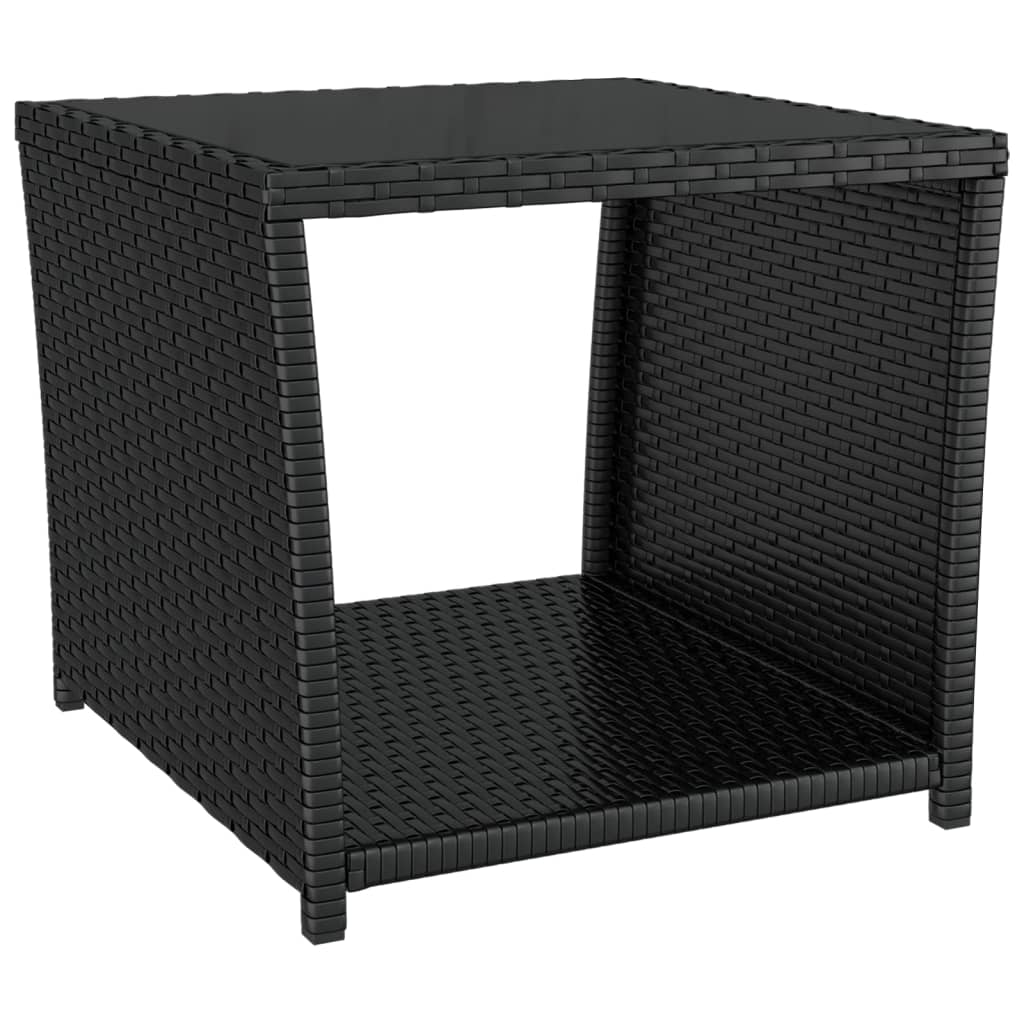 vidaXL 3 Piece Garden Lounge Set Black Poly Rattan&Steel