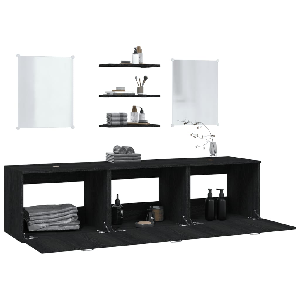 vidaXL 6 Piece Bathroom Furniture Set Black Engineered Wood