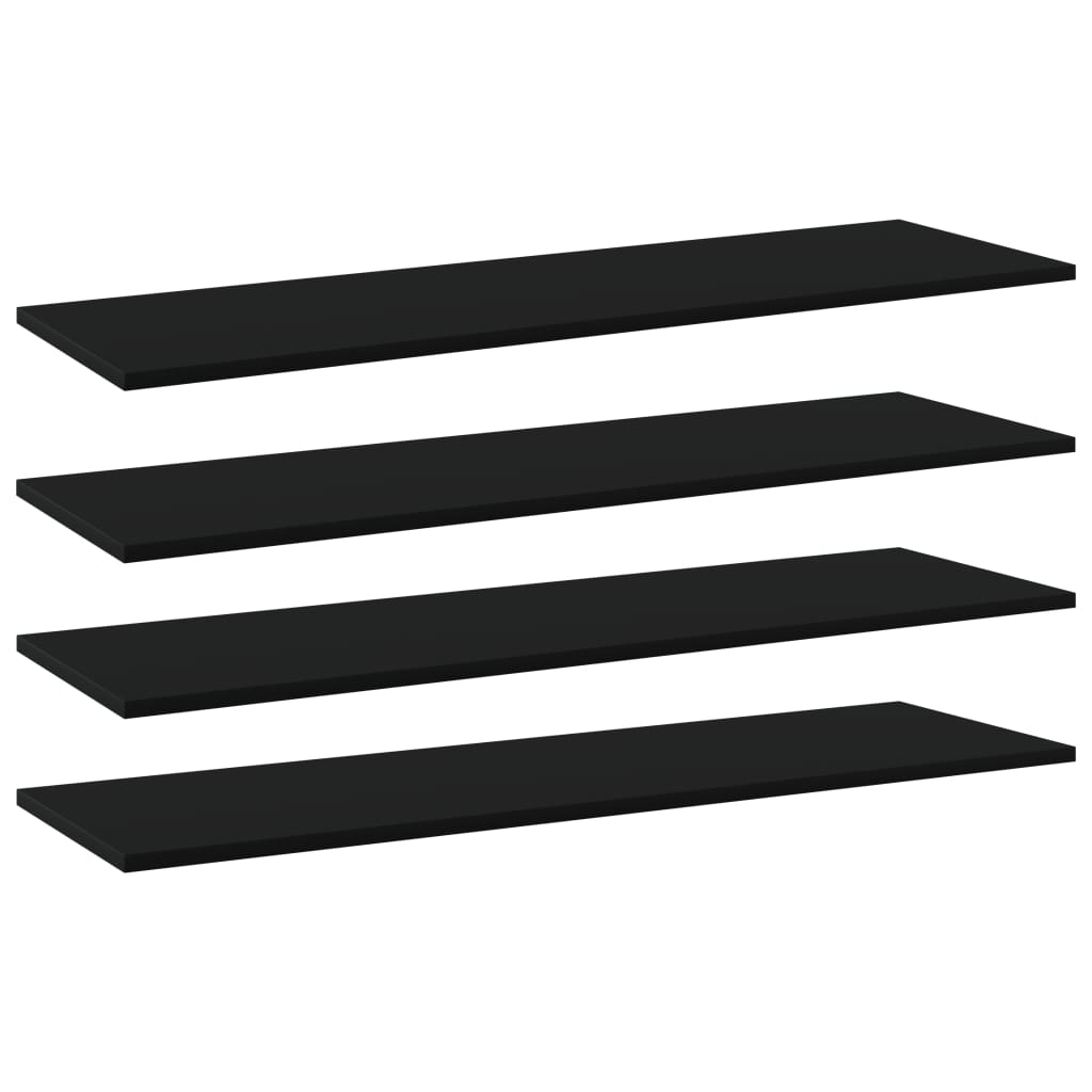 vidaXL Bookshelf Boards 4 pcs Black 100x30x1.5 cm Engineered Wood