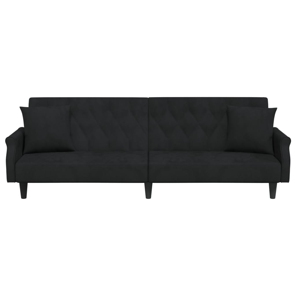 vidaXL Sofa Bed with Armrests Black Velvet
