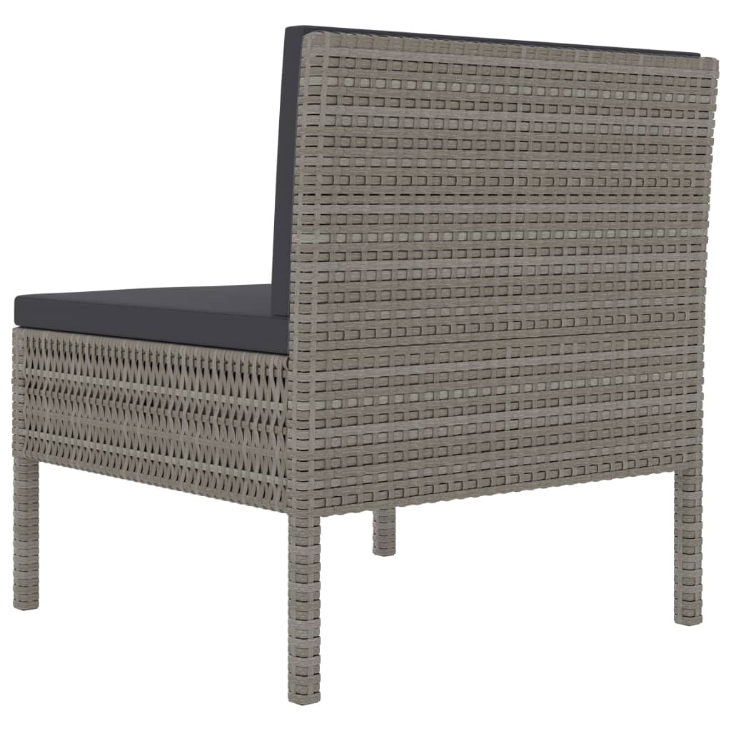 vidaXL Garden Chairs 3 pcs with Cushions Poly Rattan Grey