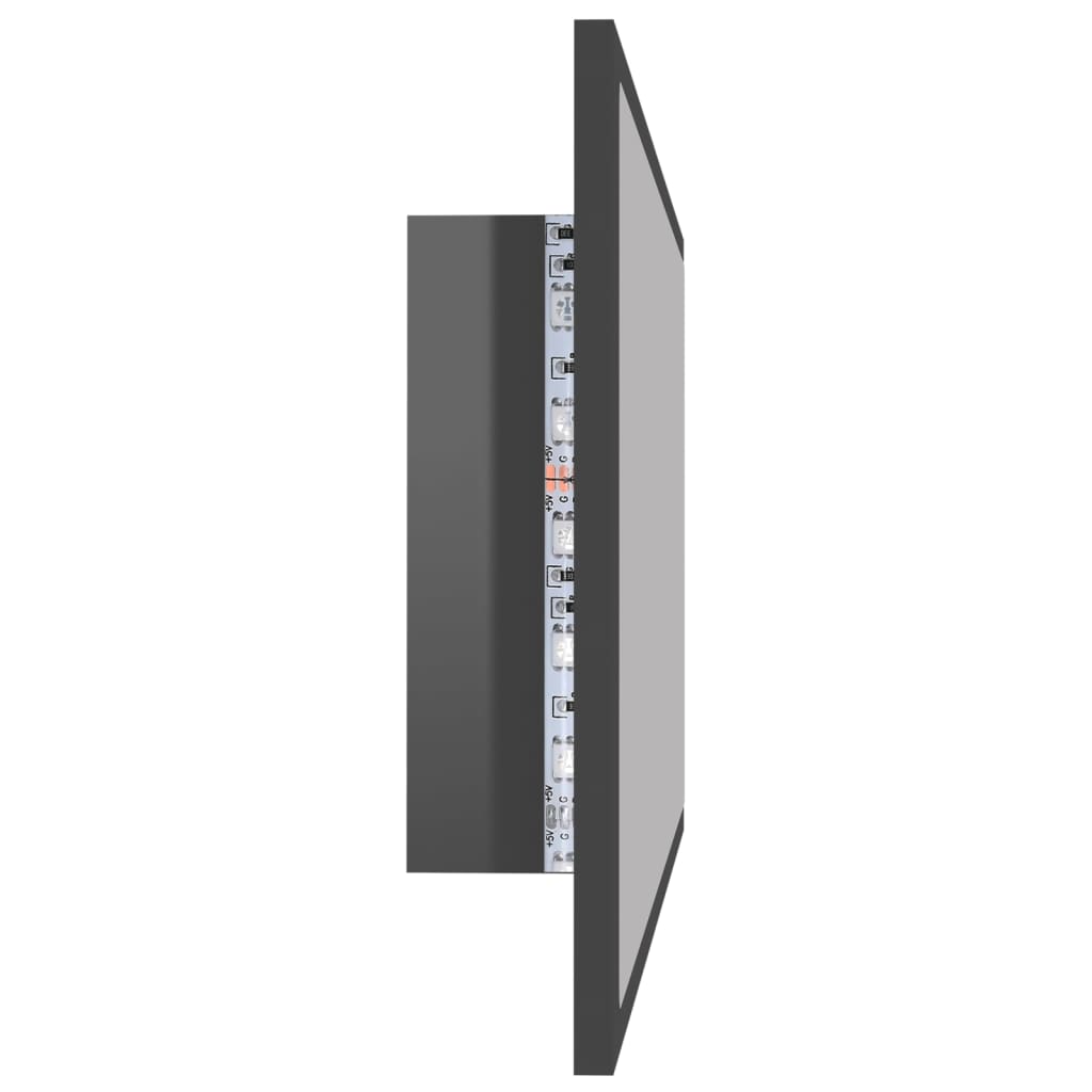 vidaXL LED Bathroom Mirror High Gloss Grey 80x8.5x37 cm Acrylic