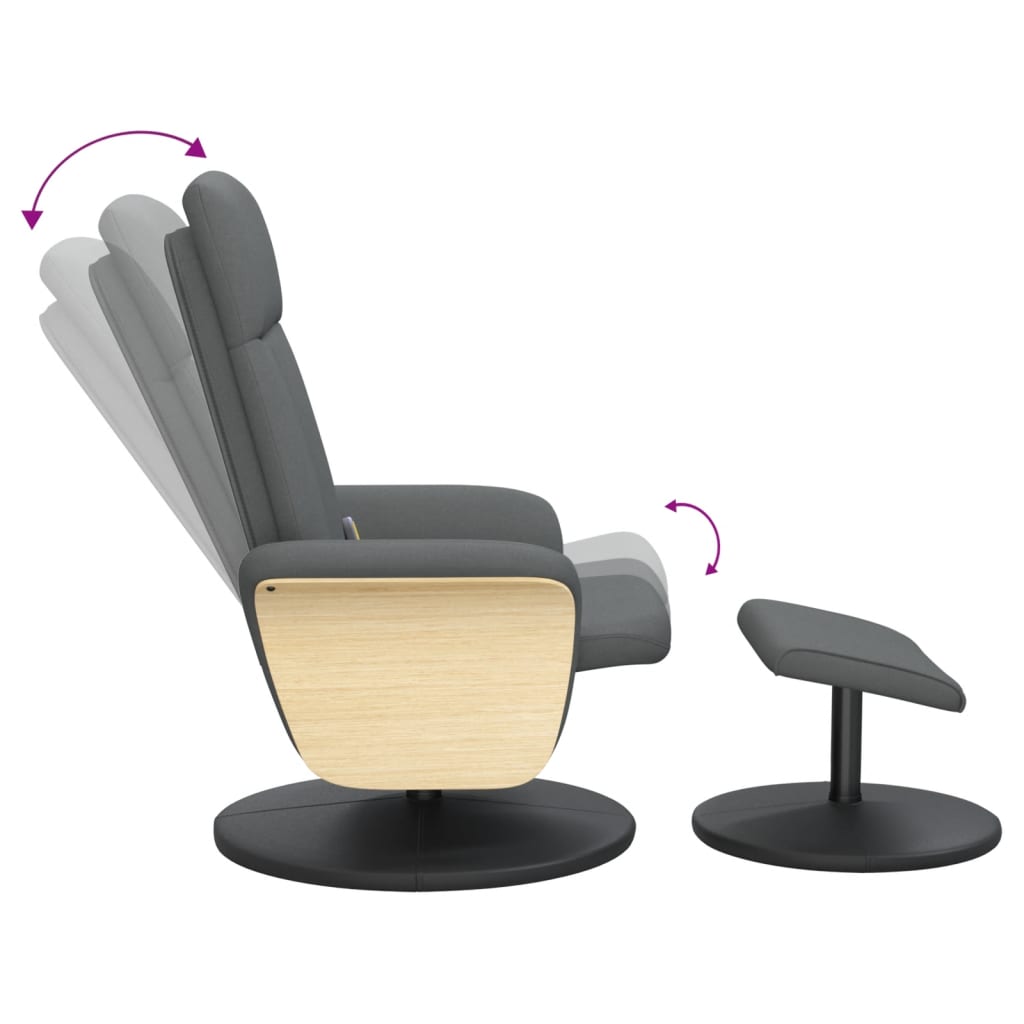 vidaXL Massage Recliner Chair with Footstool Dark Grey Fabric