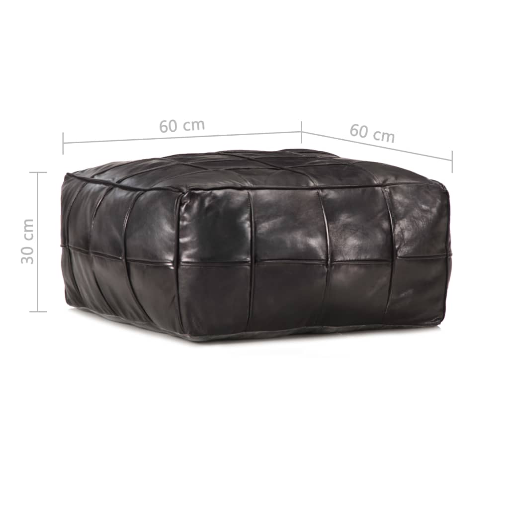 vidaXL Pouffe Black 60x60x30 cm Genuine Goat Leather