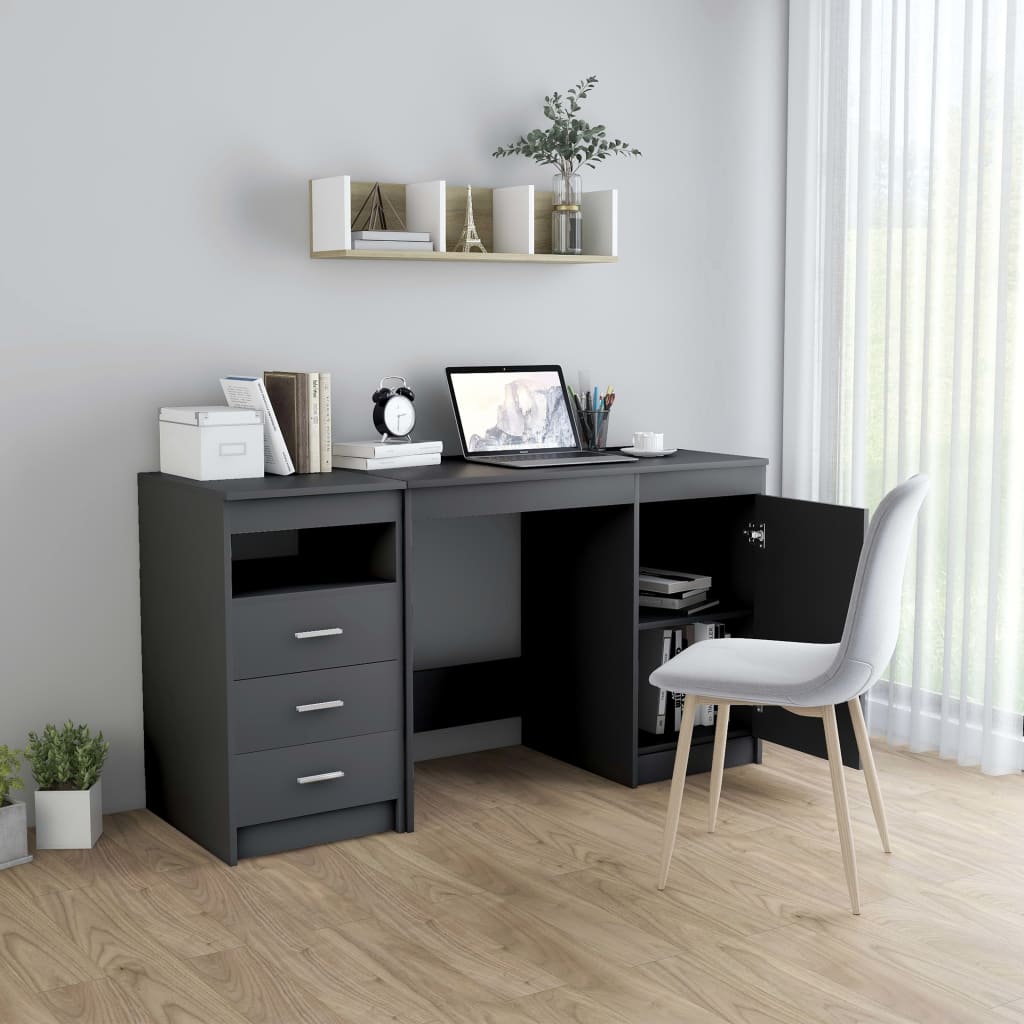 vidaXL Desk Grey 140x50x76 cm Engineered Wood