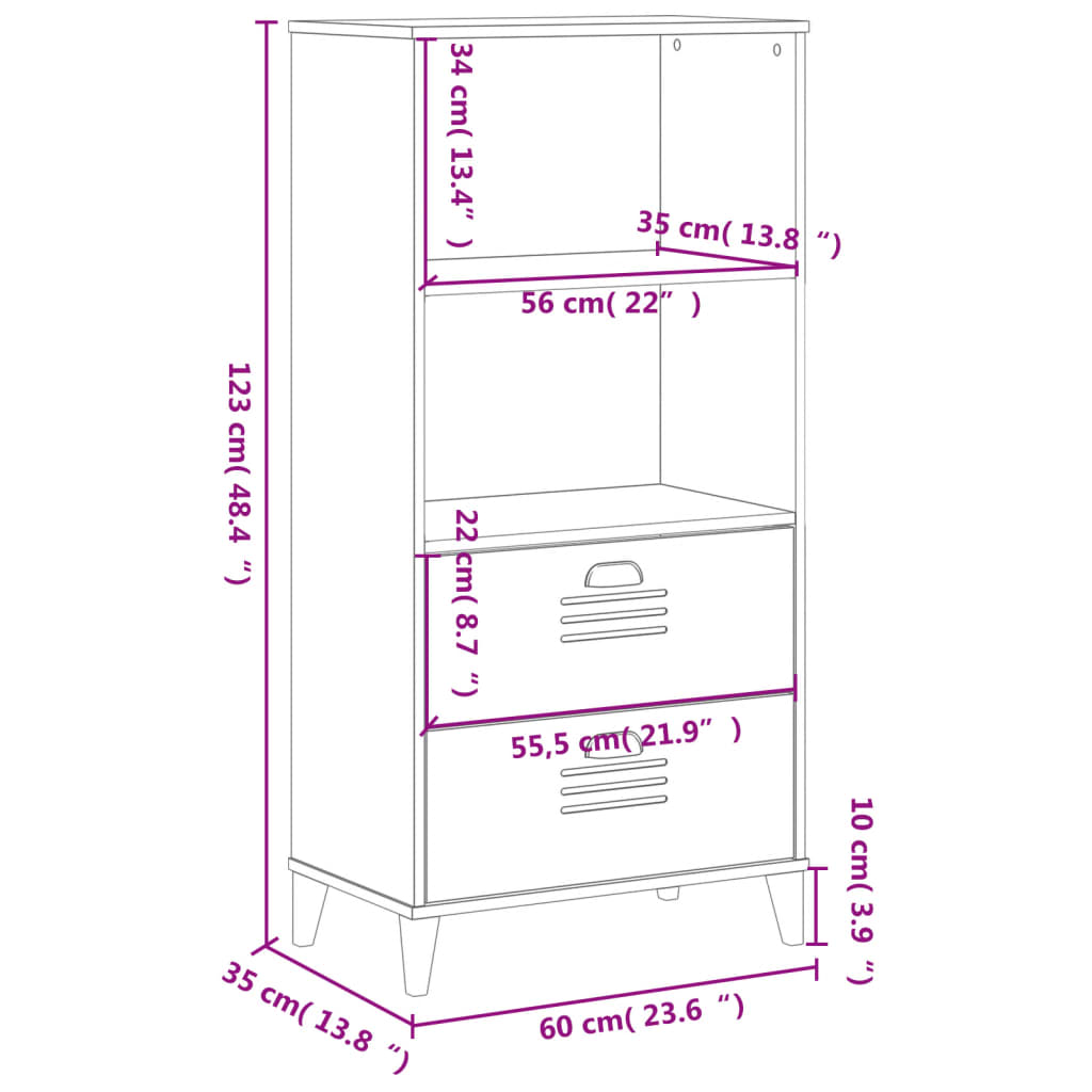 vidaXL Bookcase VIKEN Anthracite Grey 60x35x123 cm Engineered Wood