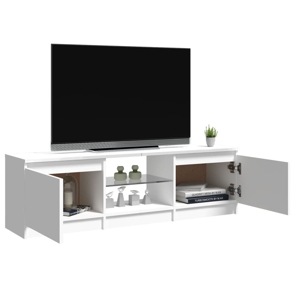 vidaXL TV Cabinet with LED Lights High Gloss White 120x30x35.5 cm