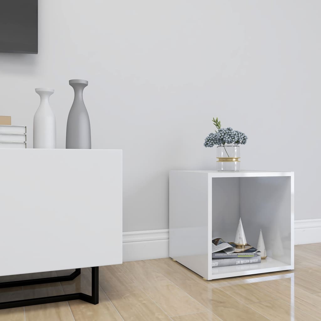 vidaXL TV Cabinet High Gloss White 37x35x37 cm Engineered Wood