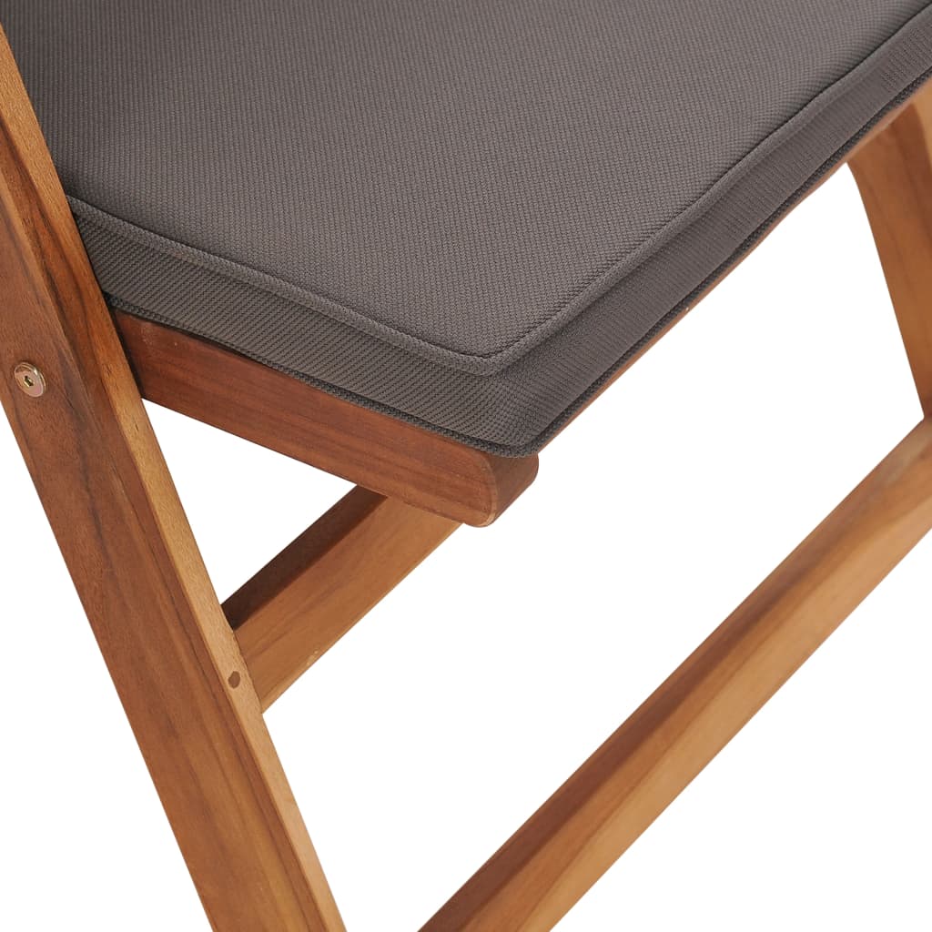 vidaXL Reclining Garden Chairs with Cushions 2 pcs Solid Teak Wood Grey