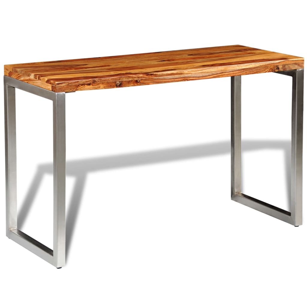 vidaXL Solid Sheesham Wood Dining Table Office Desk with Steel Leg