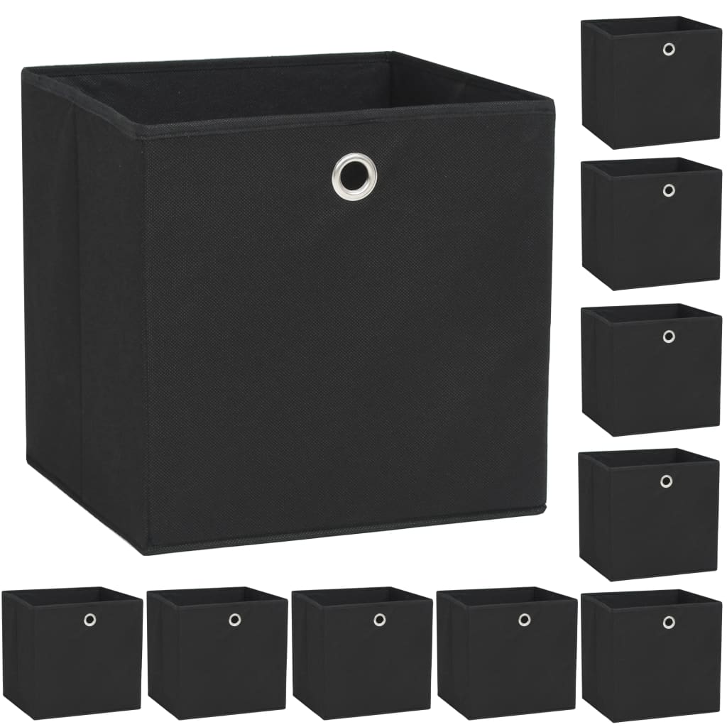 vidaXL Storage Boxes 10 pcs Non-woven Fabric 32x32x32 cm Black