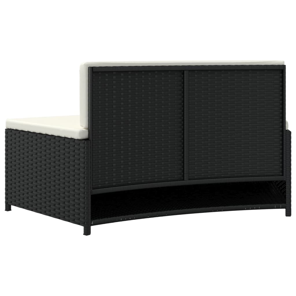 vidaXL Spa Benches with Cushions 2 pcs Black Poly Rattan