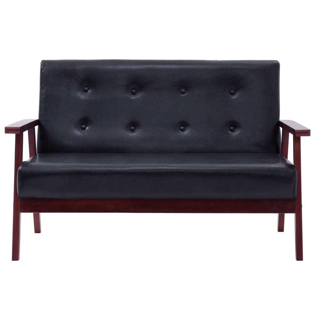 vidaXL Sofa Set 3 Piece Black Faux Leather