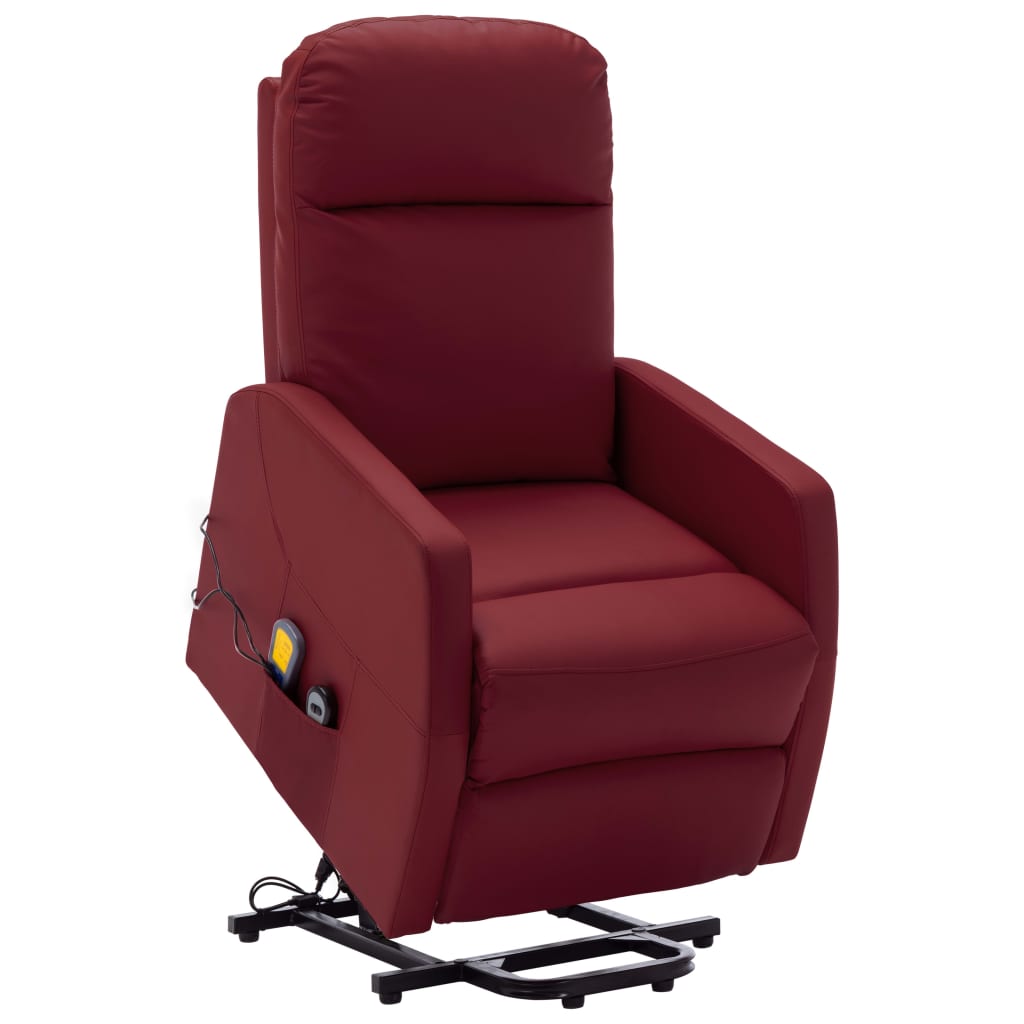 vidaXL Stand up Massage Chair Wine Red Faux Leather