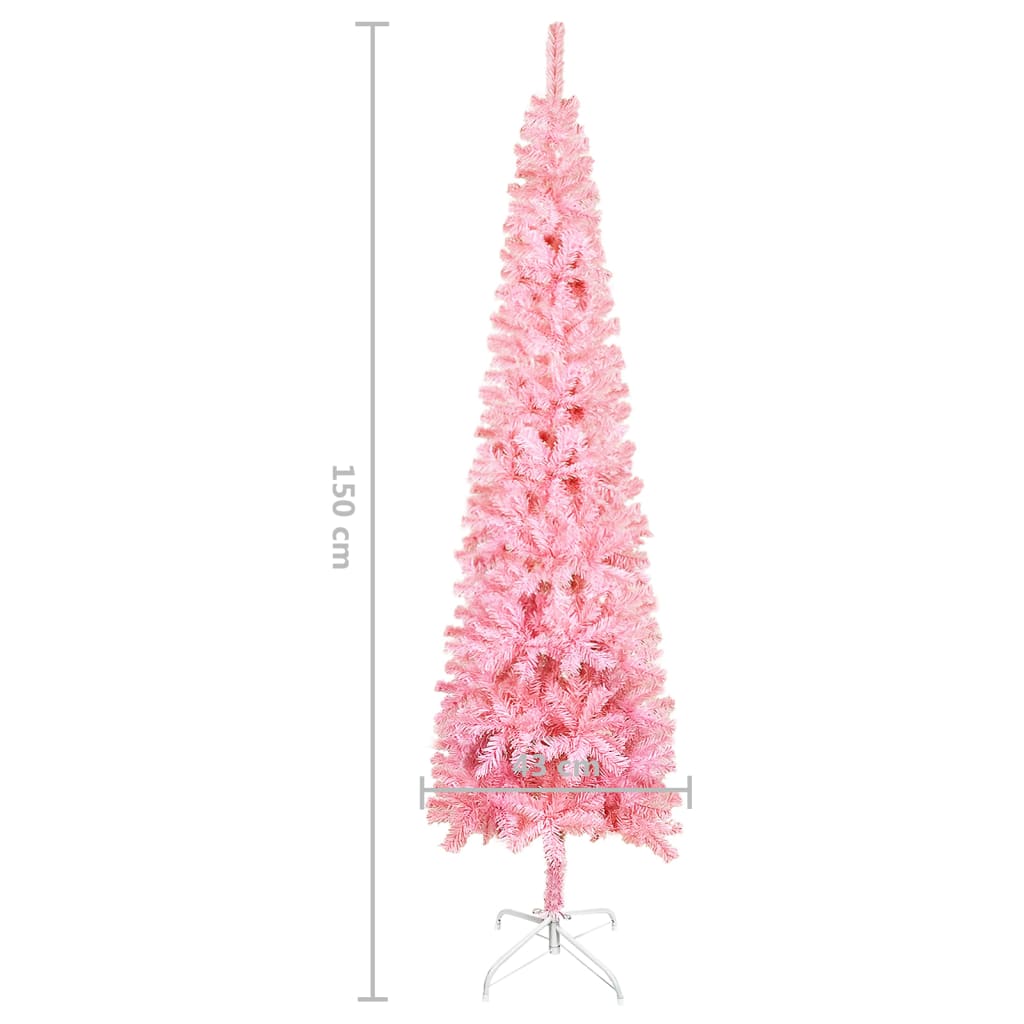 vidaXL Slim Pre-lit Christmas Tree with Ball Set Pink 150 cm