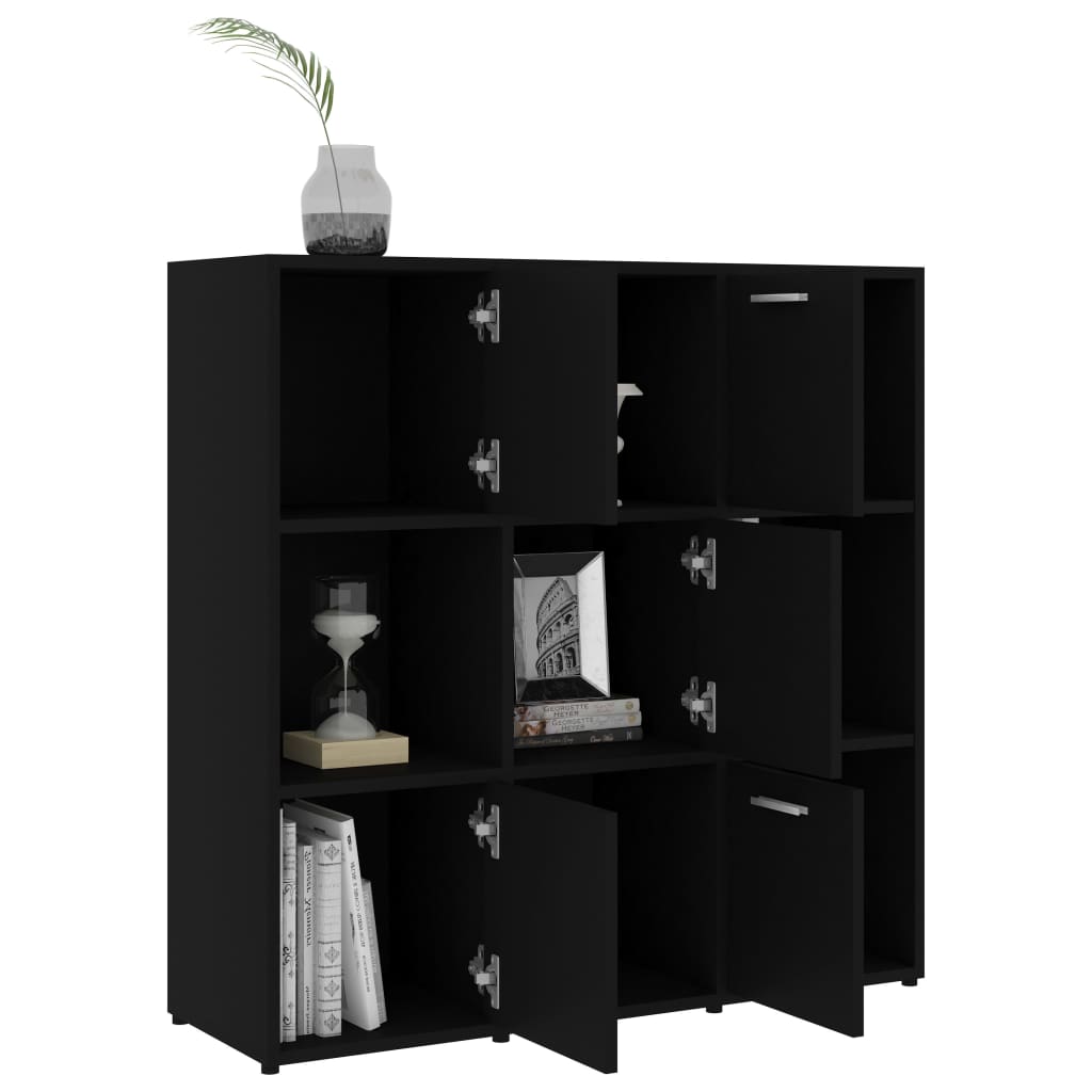 vidaXL Book Cabinet Black 90x30x90 cm Engineered Wood