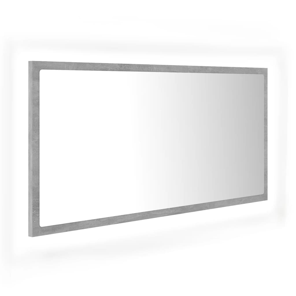 vidaXL LED Bathroom Mirror Concrete Grey 90x8.5x37 cm Engineered Wood