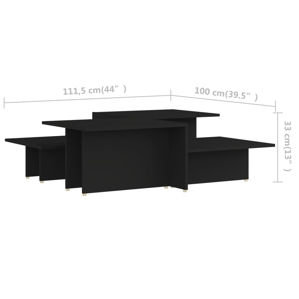 vidaXL Coffee Tables 2 pcs Black 111.5x50x33 cm Engineered Wood