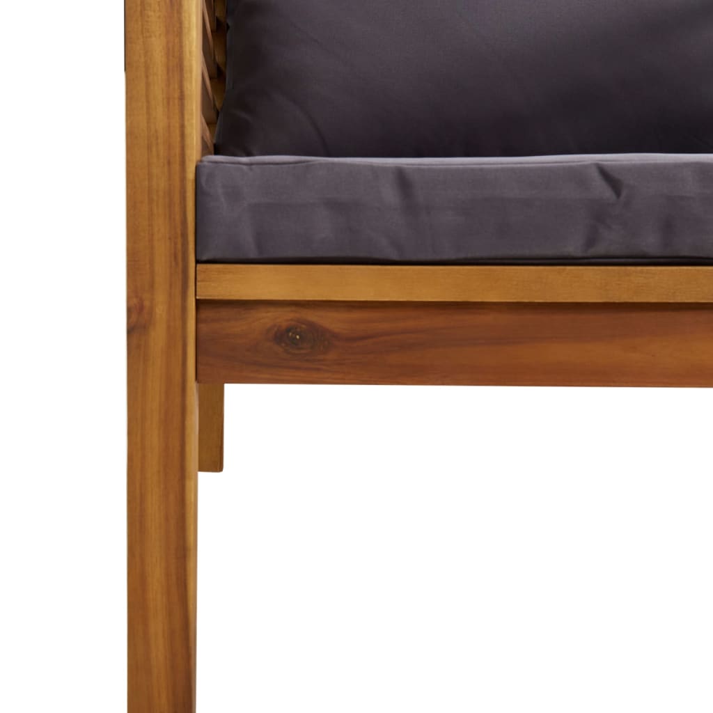 vidaXL 2 Piece Garden Sofa Set with Dark Grey Cushions Acacia Wood