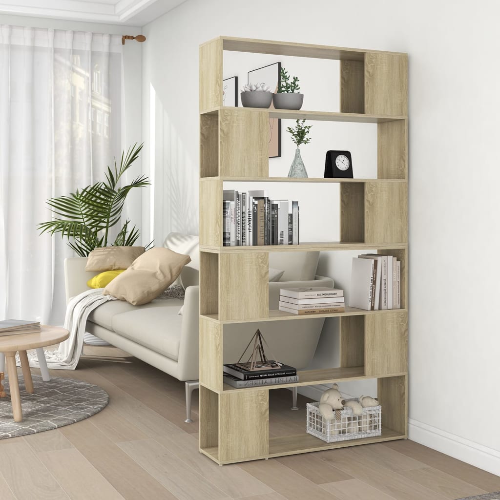 vidaXL Book Cabinet Room Divider Sonoma Oak 100x24x188 cm