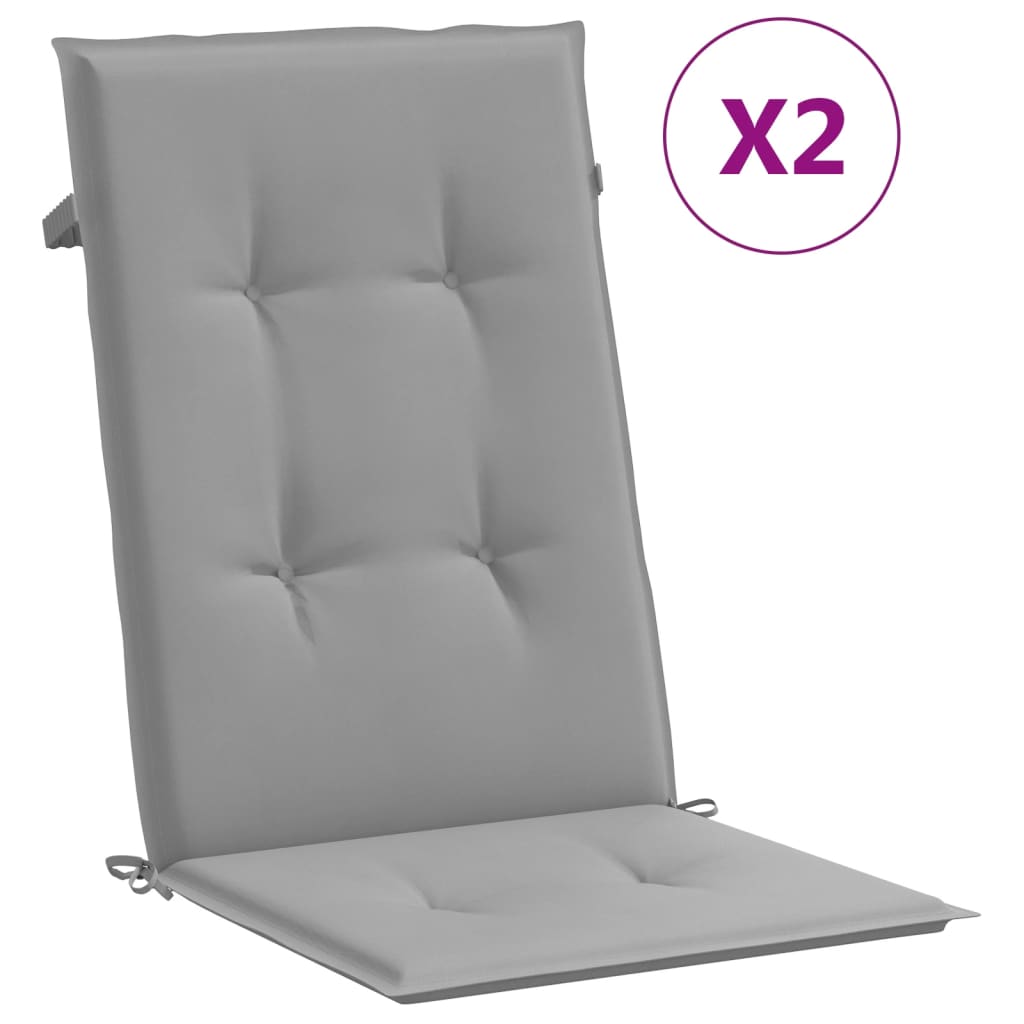 vidaXL Garden Highback Chair Cushions 2 pcs Grey 120x50x3 cm Fabric