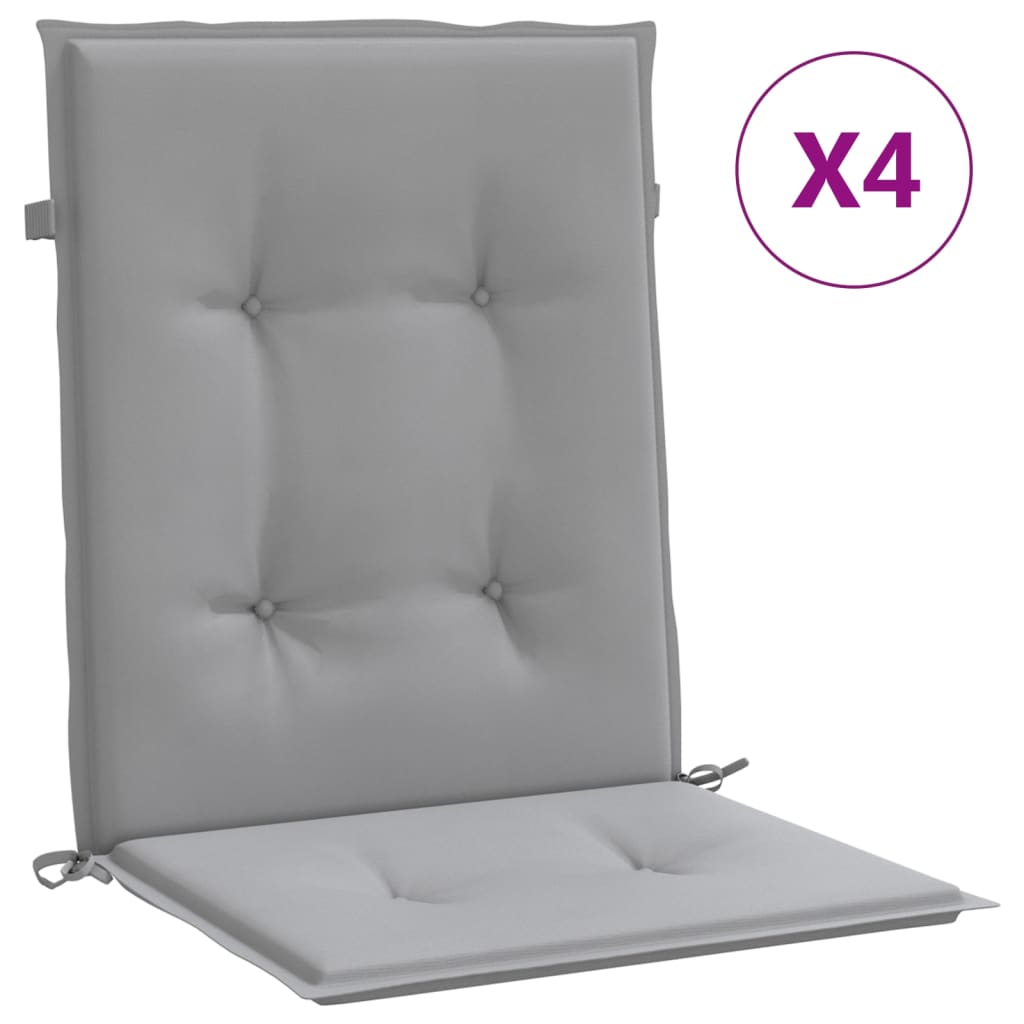 vidaXL Garden Lowback Chair Cushions 4 pcs Grey Oxford Fabric