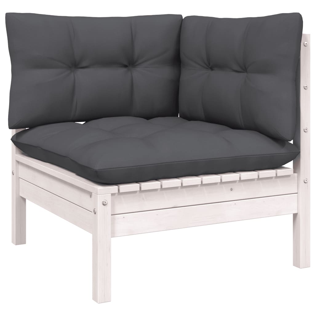 vidaXL 8 Piece Garden Lounge Set with Cushions White Pinewood