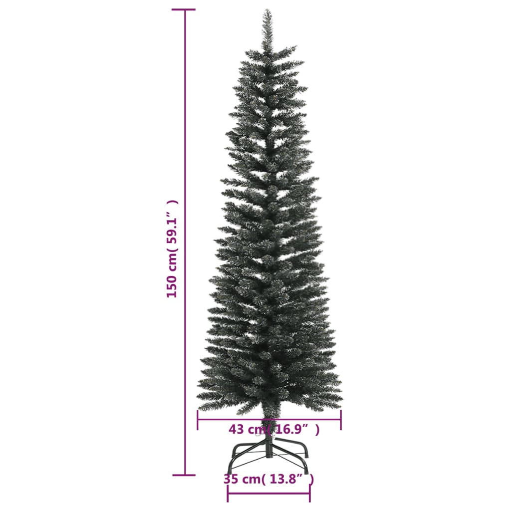 vidaXL Artificial Slim Christmas Tree with Stand Green 150 cm PVC